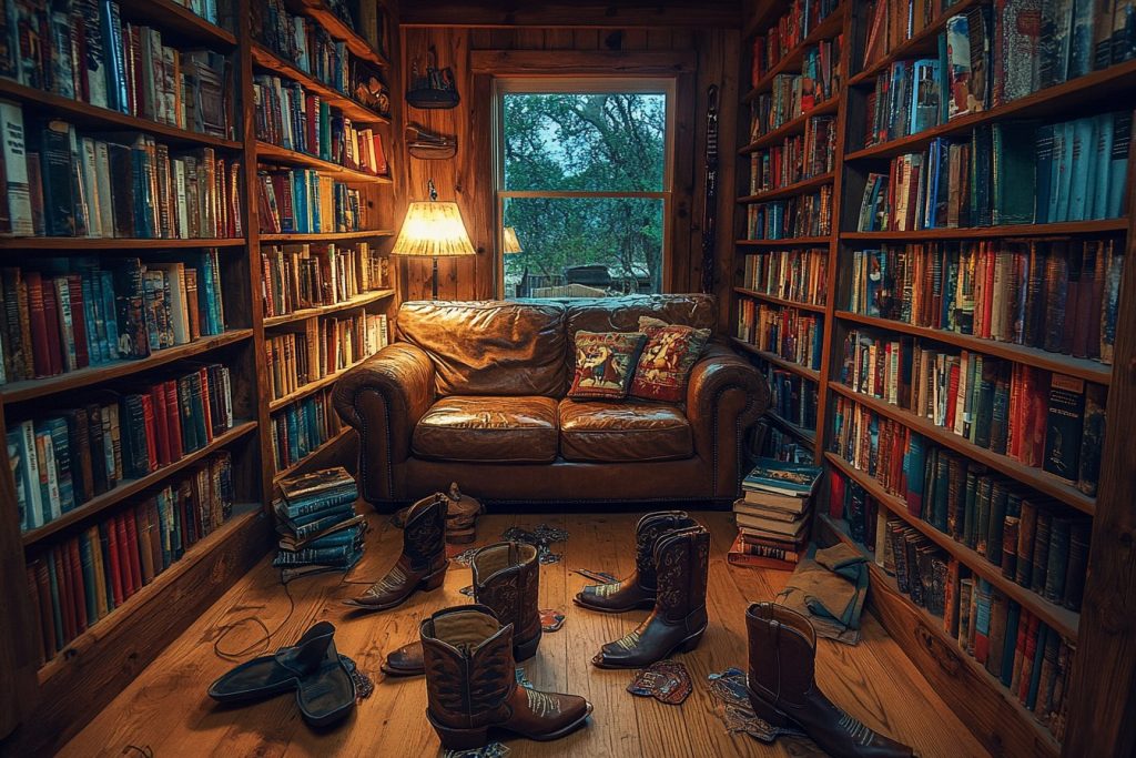 Bottes cowboy et bibliothèques : quand l’ouest rencontre votre salon