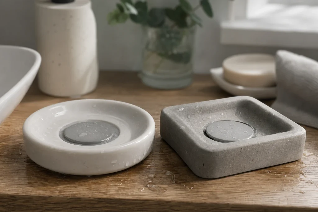 Porte-savon aimanté rond ou carré : quel format choisir ?